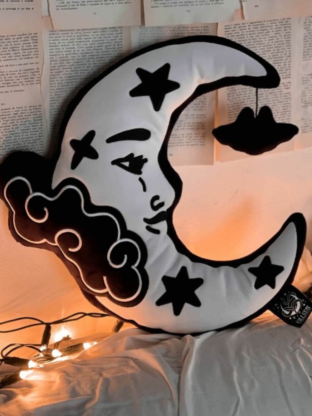 KILLSTAR π€ Moonbeam Pillow Stars Luna White Black Crescent Moon Goth Home Dorm - Picture 3 of 17